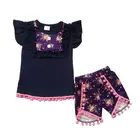 Baby wear clothes spring and summer girls clothing set flower printing wholesale children's boutique clothing