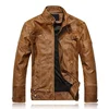 Wholesale Plain Plus Size 4xl High Quality Zipper Leather Jacket Biker Men