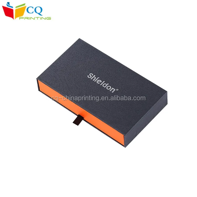 stamping sliding paper cardboard matte black box ,recycled pull