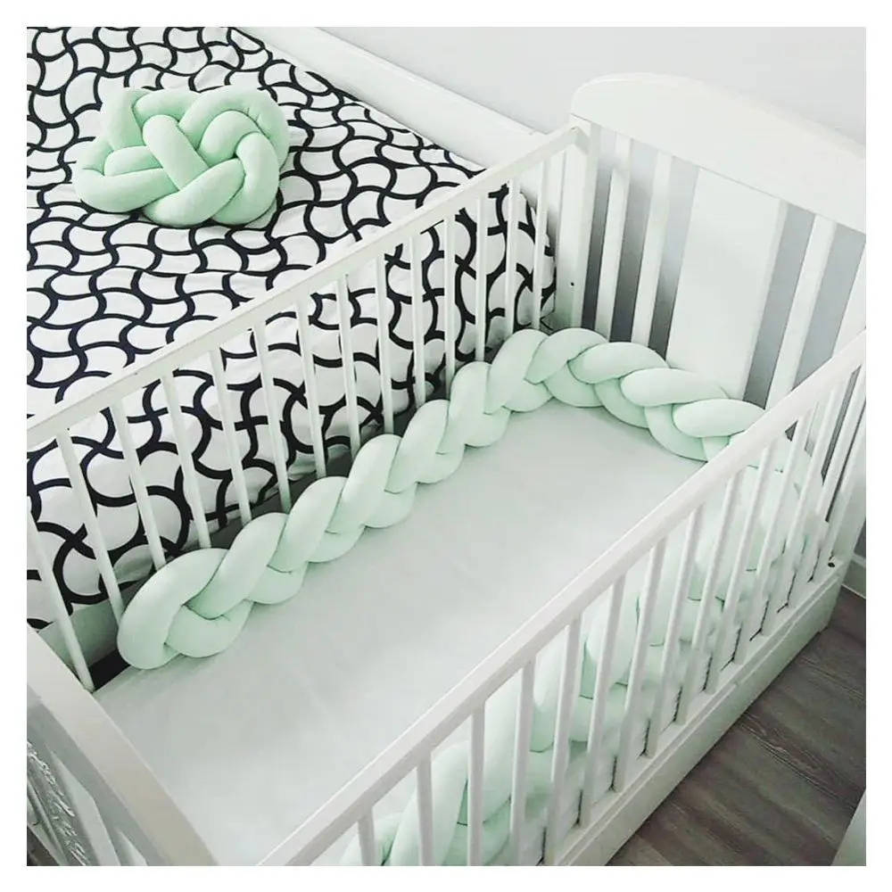 Lovely Braided Crib Bumper Plush Knot Cushion Decorative Bolster