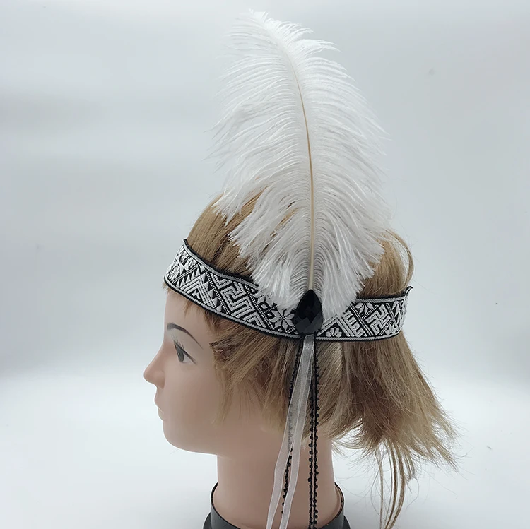 Indian Headdress Mohawk Purple Hat Feather Costume Warbonnet Headband Handmade