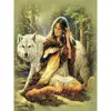 wolf and India woman canvas painting mosaic art painting paste beads oil painting for home decoration