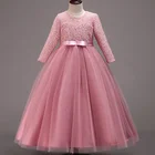 2019 New Fashion Long Sleeve Lace Evening Dress Girls