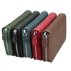 Women's anti-RFID Blocking Card Holder Leather Zipper Compact Accordion Wallet