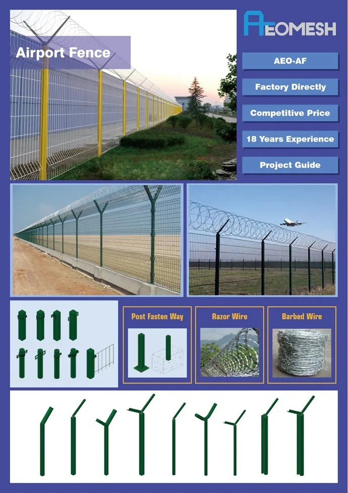 Guangzhou Supplier Wire Mesh Airport Fence With Bard Wire On Sale