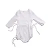 Import Baby Clothes USA Handmade Muslin Solid White Infant Bodysuit For 0 To 24 M Kids