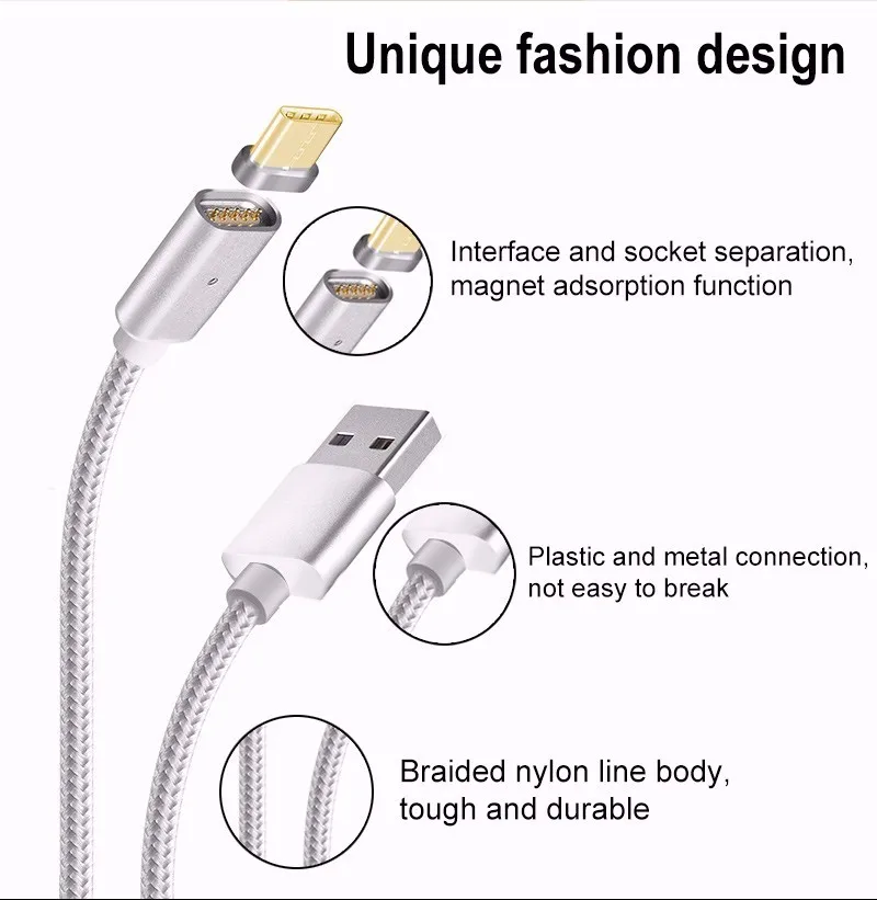 China direct factory 3 in 1 Nylon Braiding USB Magnetic charging Cable - ANKUX.COM