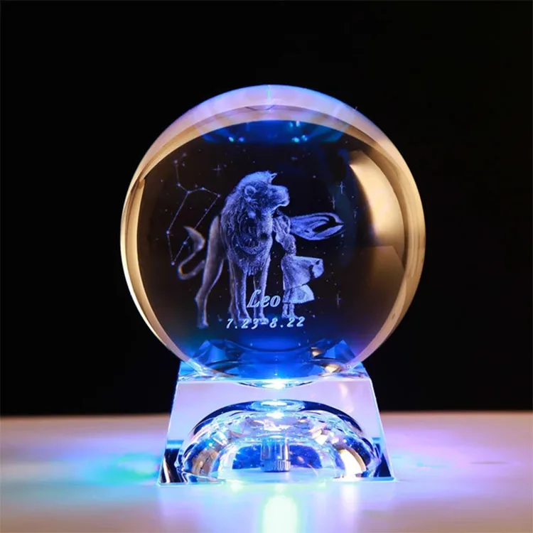 led base glass ball universe laser engraved crystal ball 3d