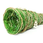 Craft Wood Tree Decoration FSC BSCI Natural Rattan Grass Weaving Stand Craft Cone Shape Wooden Christmas Tree Decoration
