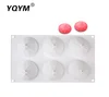 YQYM Hot Selling 6 Cavity 3D Silicone Mousse Mold Small Silicone Cake Baking Mold