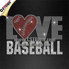 Love Baseball Glitter Hotfix Rhinestone Heat Transfers Wholesale
