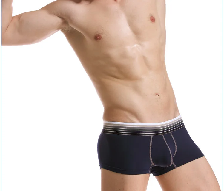 Custom Men's cotton casual boer shorts pouch enhancing underwear fashion color gradient belt underpants men's fleible boer