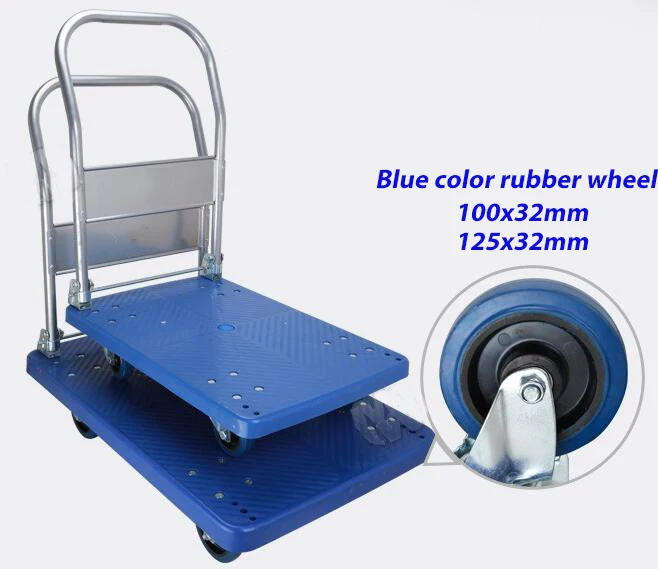 300kgs foldable warehouse heavy duty plastic platform cargo trolley