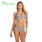 Western Style Women Sexy Two Piece Zebra Print Swimsuit Beach, Swimwear Thong Bikini Set