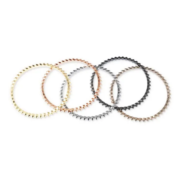 zooying dainty mixed metals five colors bangle bracelet set for