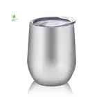 Vacuum Insulated Wine Tumbler, Stemless Metal Cup Design, Stainless Steel Portable Wine Glass With Lid