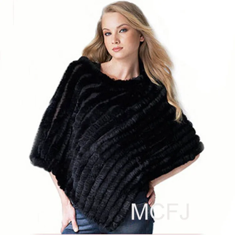 Natural rabbit fur poncho winter 2015 women new fashion knit genuine cloak fur shawl, wholesale and retail with free shipping