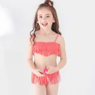 Uv Swimsuit Girl Child Toddler Tube Sexy High Cut Dot Tassel Kid Bikini