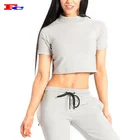 Ladies Fitness Crewneck Compressed Yoga Workout Women's Crop Tops T Shirts