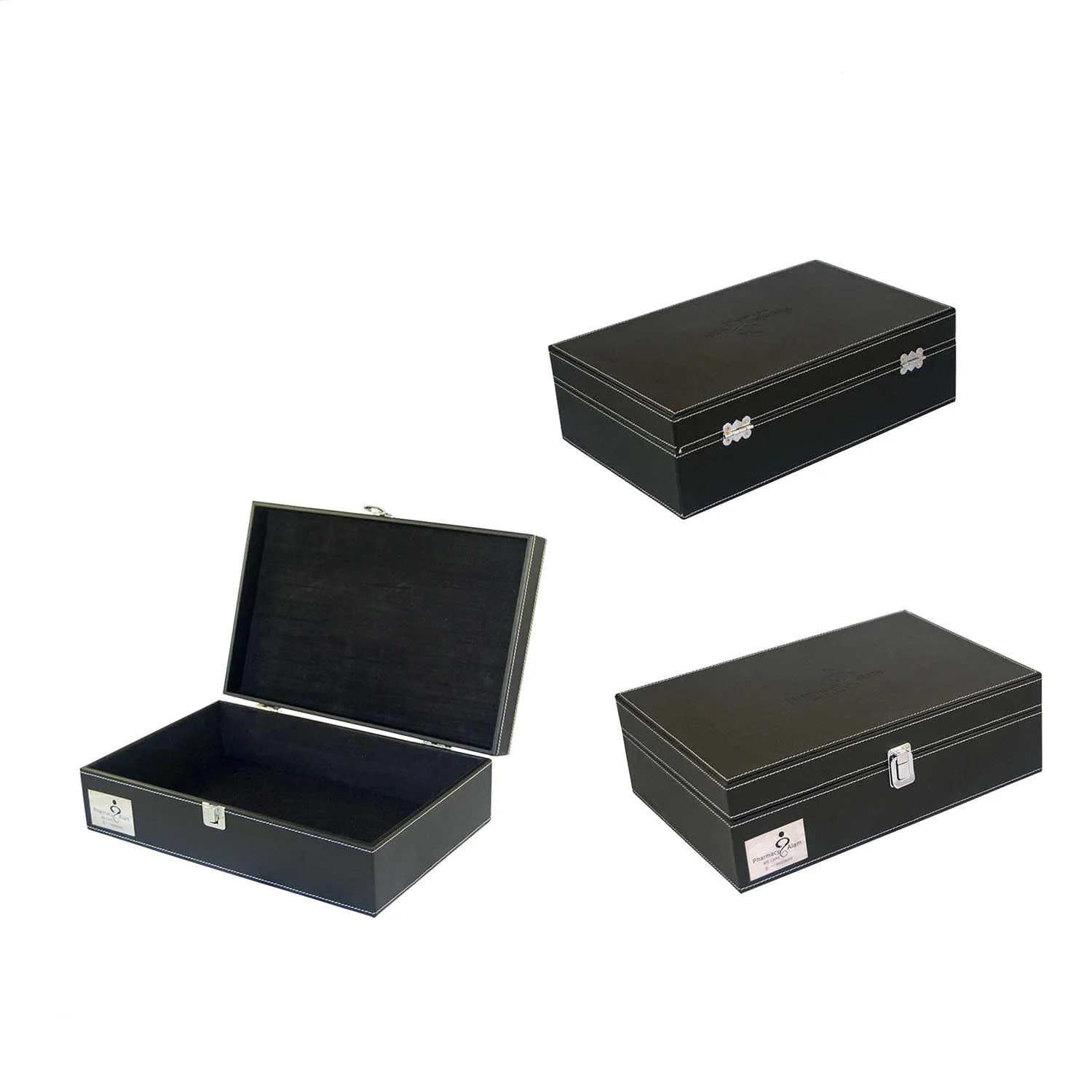 Chinese stylish black flip cover artistic tea box with compartment