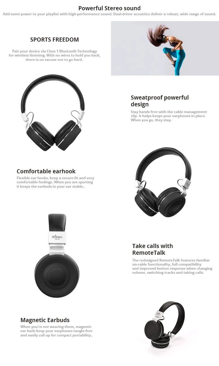 feinier 2019 amazon hot selling good factory headphones wireless bt headset fm radio sport stereo in china factory - ANKUX.COM