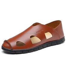 2018 Summer Leather Men's Shoes Wholesale Simple Sandals Comfortable Trend Beach Shoes Man Casual Shoe M2018-60