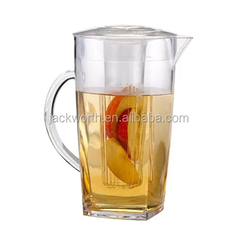 JD0646P Water Infuser Pitcher with Straight Filter  Iced Fruit Infusion Pitcher with Filter   Square Bottom Plastic Pitcher