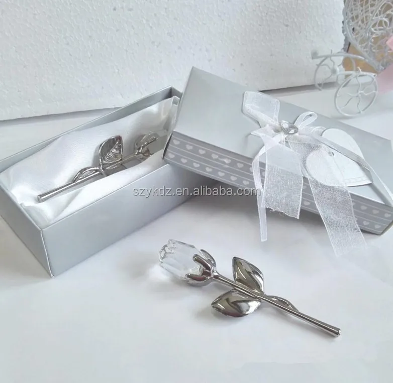 crystal transparent rose flower wedding favors souvenirs for