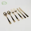 Factory direct dishware spoon fork disposable plastic crose gold cutlery set