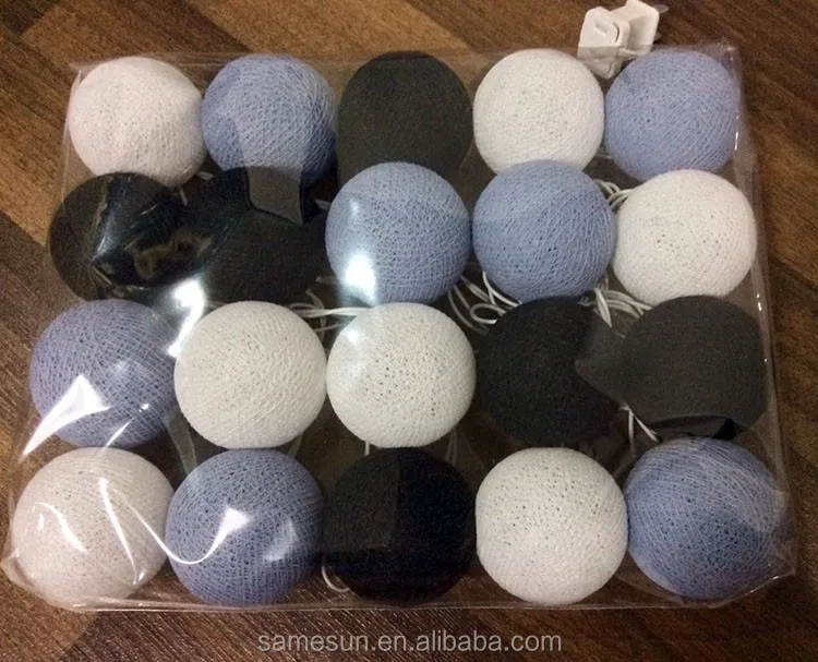 meilun art & craft 20 white grey black cotton ball fairy lights