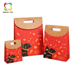 recycled printing custom die cut handle retail candy paper bag