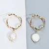 Barlaycs 2019 New Fashion Hotsale S925 Silver Statement Freshwater Pearl Gold Plated Drop Dangle Earrings for Women Jewelry
