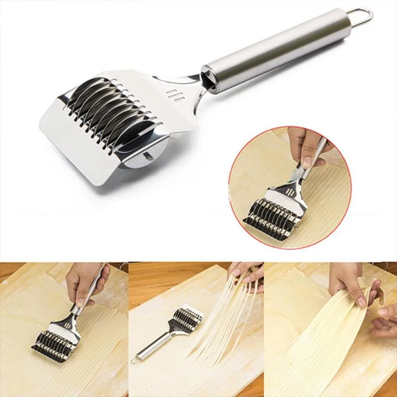 Stainless Steel Noodle Lattice Roller Cutter Dough Cutter Pasta Spaghetti,New Portable Kitchen High Grade Maker Cooking Tools