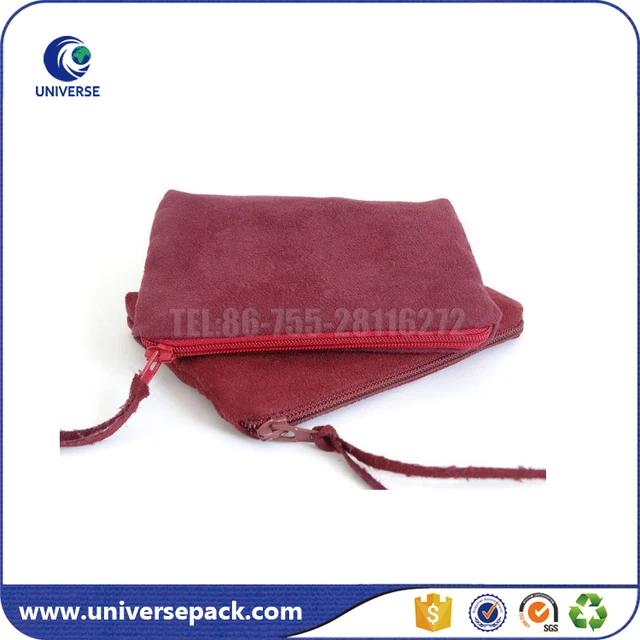 small plain gift zipper coin suede packaging bag with puller