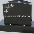 European Style Upright Headstones Hand Etching Butterfly Black Granite Gravestone