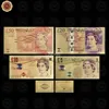 WR Set 24k Gold UK Banknote Colored Britain 5 - 50 Pound Polymer Paper Money with Certificate