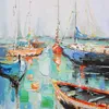 Impressionist handpaint wall decor artwork sailboat seascape canvas oil painting