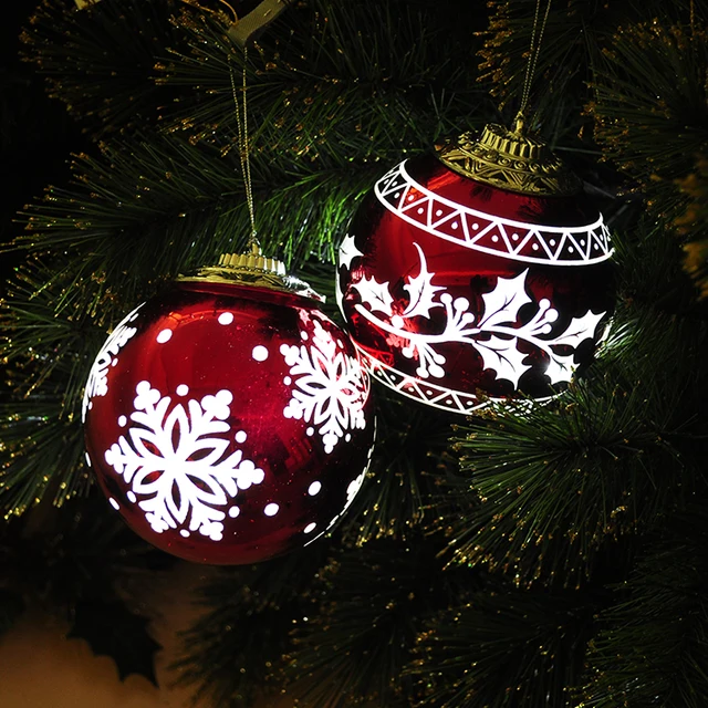 christmas tree decoration laser engraving snowflake red ball