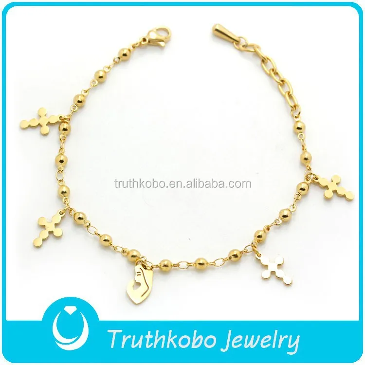 vacuum plating gold balls chains stainless steel rosary