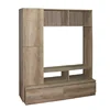 2019 popular living room furniture dark oak color wood tv stand unit design for hall