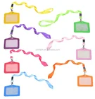 fashion Horizontal Style Faux Leather Business ID Credit Card Badge Holder