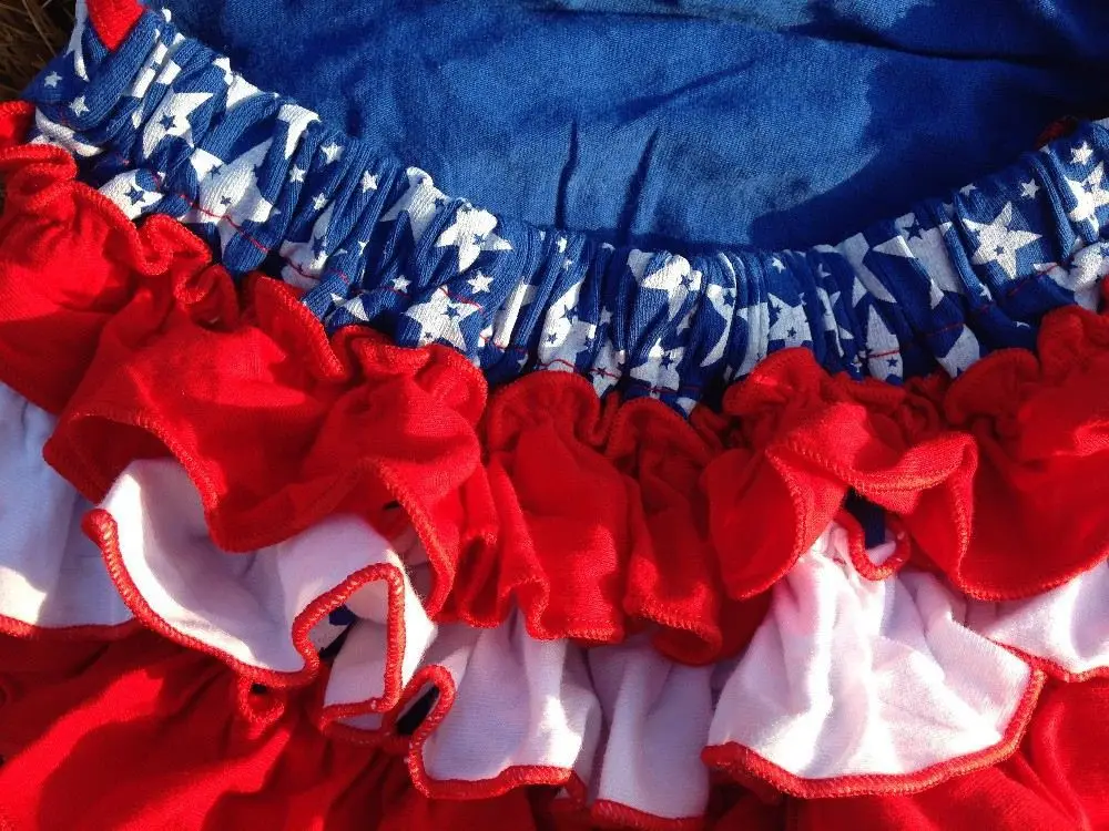 2015 new baby girls kids baby girls kid 4th of July patriotic bubble romper with matching necklace and headband set