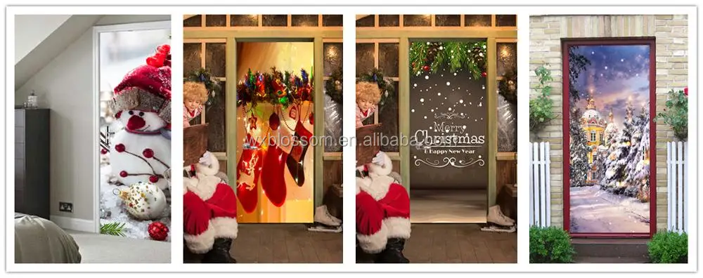 stick removable christmas holiday art door stickers decor