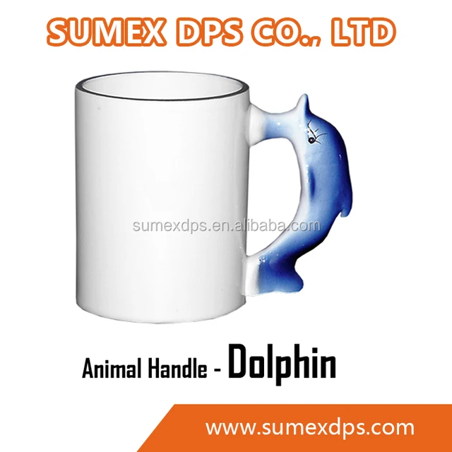 11oz animal ceramic mug sublimation coated mug with dolphin