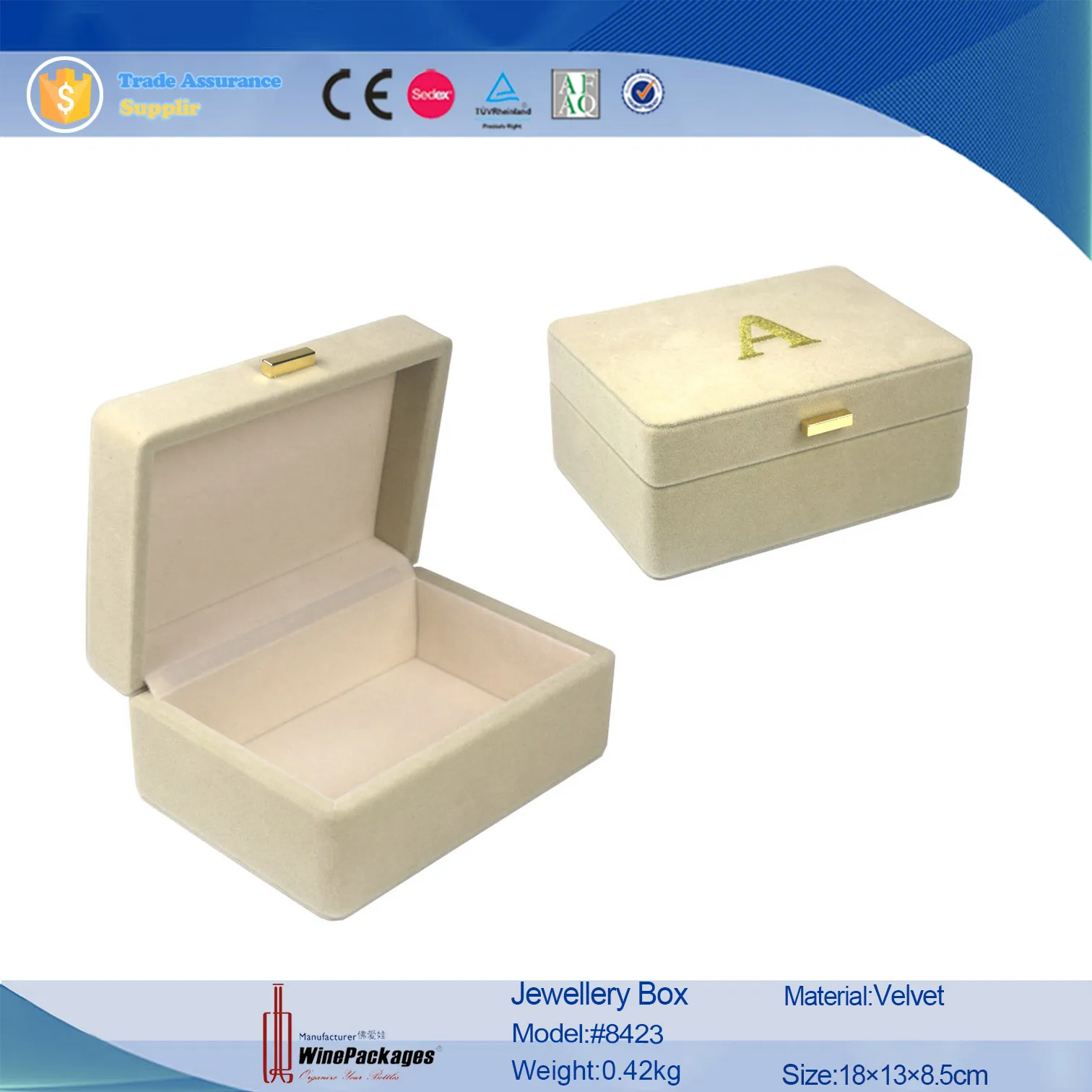 luxury custom velvet jewelry storage box for gift