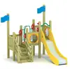 Hot Sale Small wooden with plastic slide outdoor playground for kids