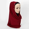 Fashion solid color shawl turkish hijab muslim pearl chiffon malaysian hijab scarf