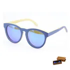 blue frame classic style wooden sunglasses polarized waterproof bamboo temples sun glasses