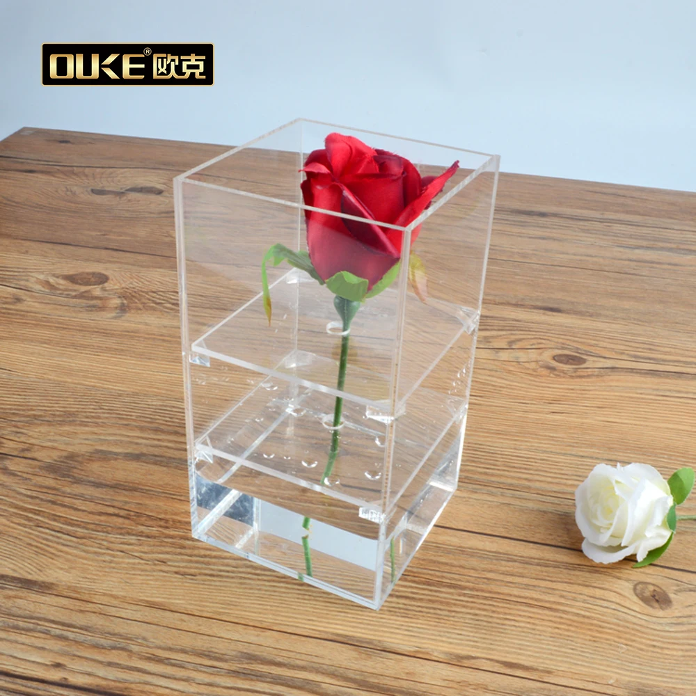 hot sale clear acrylic flowers box crystal acrylic flower rose