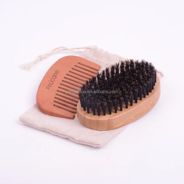 beard brush and comb set/kit boar for mens grooming